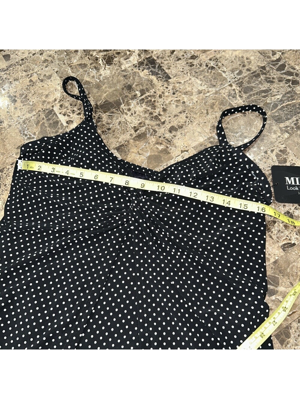 Miraclesuit Women’s Tankini Swimsuit Top 16 Black White Polka Dot Underwire - Picture 6 of 7